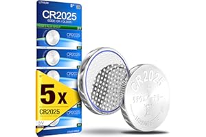 5 PLUS 5Plus 5 Pcs CR2025 DL2025 3V Lithium Battery CR 2025 Coin Cell Button Suitable for Use in Keyfobs, Scales, Toys, Led lights, wearables and medical devices, car keys
