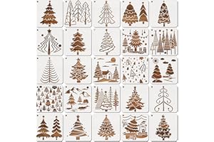 ‎MWOOT MWOOT 25 Stück Weihnachts Schablonen Stencils Set, Wiederverwendbares Malerei Vorlage Bemalen, DIY Xmas Schablone zum Malen an Wand, Geschenkkarte, Stoff, Partygeschenke Dekoration (10.2x10.2cm)