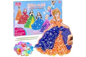 JRD&BS WINL DIY Prinzessin Stoff Kunst Set,Poke-in Art für Kinder im Alter von 3 4 5 6 7 8 Kunst und Bastelaktivität Schmutzfreie Nähkunst für Kinder,Kreative Geschenke für Kind (Prinzessin)