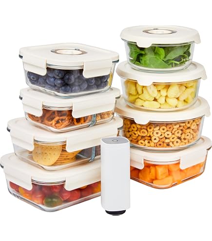 VAKUEN Frischhaltedosen Set – 3 Stück à 0,85 Qt (ca. 0,8 L), Luftdicht, Auslaufsicher, BPA-frei