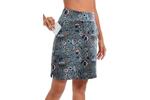 Timuspo Activewear - Gonna da donna, lunghezza al ginocchio, con pantaloncini interni, gonna da tennis, a vita alta, con pantaloni, perfetta per sport, golf, escursionismo