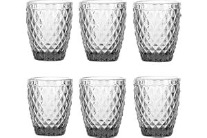 TRESV Set de 6 Vasos Colores o Transparente, Vaso de Cristal agua de 250 ml, Vaso de Agua y Bebidas, Aptos para Lavavajillas (Blanco)