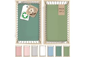 BUNNYJIK GOTS Organic Tutti Bambini Sheets (2 Pack) - Luxuriously Thick 190GSM - Next to Me Crib Sheets - Cozee Bedside Crib Sheet Fitted 51x85cm - Certified Organic Double Knit Combed Cotton