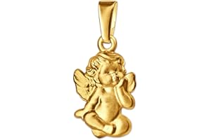 Clever Schmuck Pendentif petit ange assis en tailleur, 12 x 9 mm, avec boucle satinée brillante, en or 333 8 carats, sans chaîne