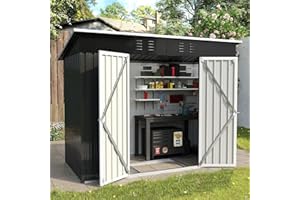 UDPATIO Metall Gartenhaus mit 5 m³ - 246 x 121 x 181 cm für den Außenbereich, Geräteschuppen, Fahrradgarage, Verzinkter Stahl mit Abschließbarer Tür für Hinterhof,Dunkelgrau