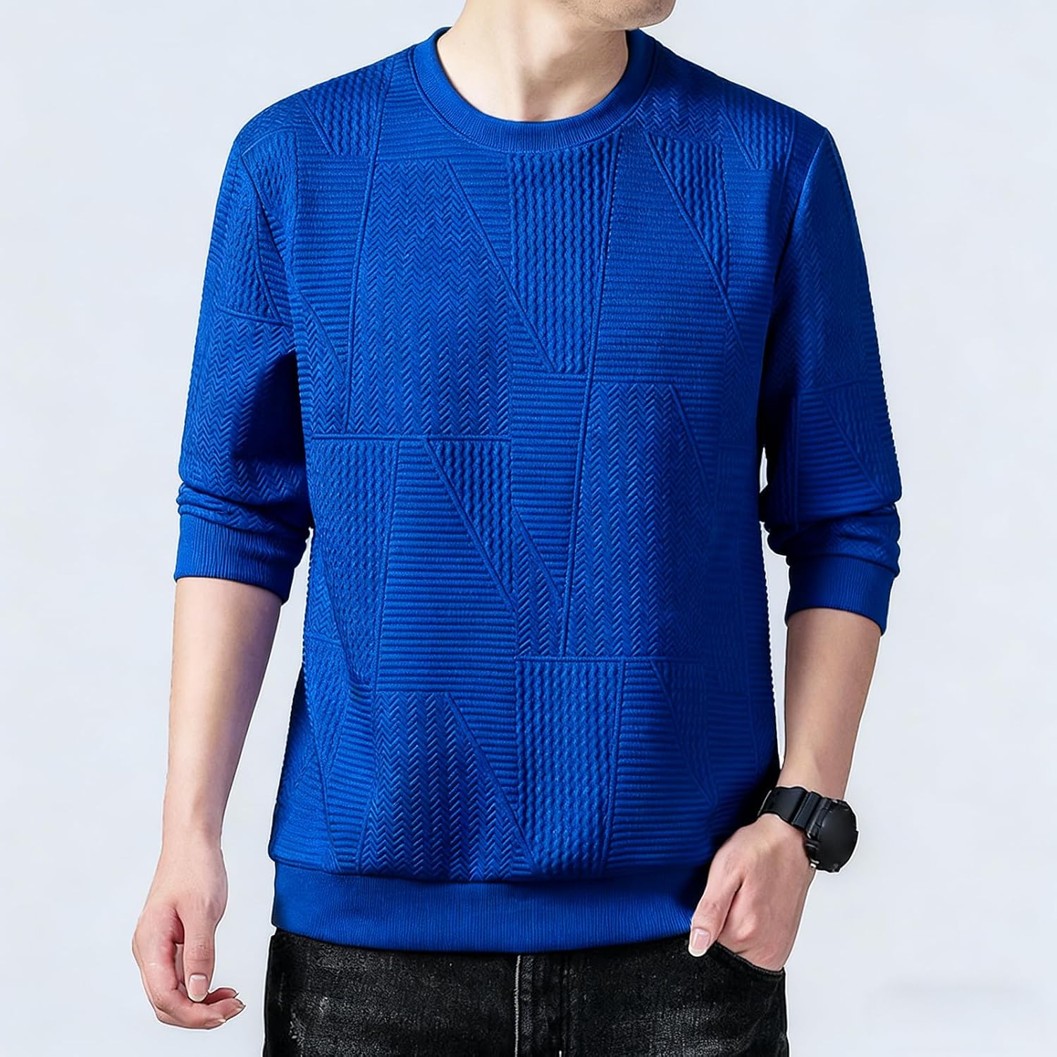 Sudaderas de cuello redondo para hombre, manga larga, estilo casual