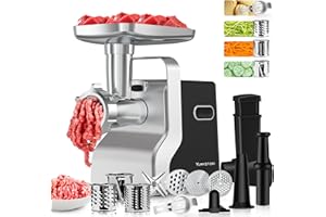 ‎YUMYSTORI Fleischwolf Elektrisch mit Würstelfüller für Selbstgemachte Würste, drei Loch-Scheiben für verschiedene Hackgrößen, Kekszubehör für Backen, Kibbeh-Anlage für orientalische Köstlichkeiten