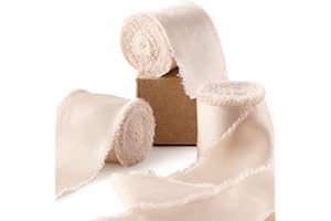 Ligtmor Ruban satin Mousseline de soie 13.5m x 3.8cm Cadeau Mariage Tissu Ruban pour emballage cadeau DIY Décoration -Nude