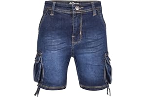 A2Z 4 Kids Garçons Cargo Denim Shorts Confort Étirement Maigre Pantalon Branché Occasionnel Combat Multi-Poches Été Cool Poids Léger Shorts pour Garçons Âge 5-13 Ans