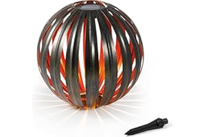 esotec Solarkugel für Garten ELANI | LED-Feuerblume Bodenleuchten Gartenkugel Solarleuchten Kugelleuchte | METALL AKKU Lichtfarbe orange bernstein warmweiß 5lm winterfest outdoor ⌀=29cm 102831