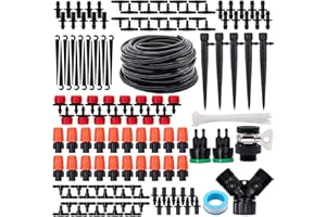 AnJeey Irrigation Jardin, 151 Pcs DIY Micro Automatique kit d'irrigation Jardin avec 25m Tuyau Goutte à Goutte, Goutteur Irrigation Réglable pour Jardin, Serre, Terrasse, Paysage, Potager, Pelouse
