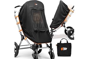 Baby Uma Pram Sun Shade - UPF 50+ Pram Shade, Sun Shade for Pram, Breathable Blackout Mesh Pram Parasol, Parasol for Pram with Zip-up Window, 6+ Months (+Travel Bag)