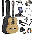 AMBRE Pack Guitare Classique 1/2 pour Gaucher (Enfant 6-9 ans) + 10 Accessoires (Housse, Support Mural, Accordeur, Sangle, Capodastre, Cordes, 6 Médiators) + Cours Vidéo & CD (Naturel, 1/2, Gauche)