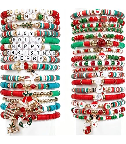 FEPITO 70 Pezzi Braccialetti Natalizi in Silicone Braccialetti Elastici