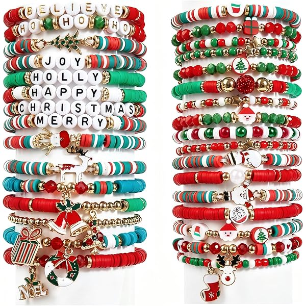 FEPITO 35 Pezzi Cinturino in Silicone Braccialetti in Silicone Cinturino in Gomma per la Decorazione Festa di Natale Forniture 7 Modelli di Buon Natale
