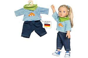 Heless 2315 - Bekleidungs-Set für Puppen, 3 teilig mit Jeans, Streifenshirt und pfiffigem Halstuch, Größe 35 - 45 cm