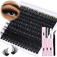 Fluffy Cluster Lashes Kit 14-20mm Long Individual Eyelashes 220D Thick Lashes Individual Cluster Bold Eyelash Extension Kit Dramatic Lashes Waterproof Bond and Seal Lash Glue Lash Tweezers CORUSCATE