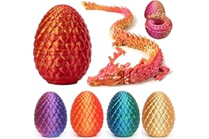 MYQIQI 3D Printed Dragon in Egg – Flexible Articulated Crystal Dragon Fidget for Home and Office Executive Desks Décor