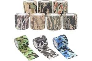 OUYANKA Camouflage Tape 10 Rollen Outdoor Tarnband Camouflage Stoff Bandage Vliesstoff Tarnband Selbsthaftend 5 cm x 4.5m für Outdoor Camping Jäger Fotografen Kamera Schutz