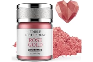 Essbarer Glitzer Roségold 8g, Waysroma Lebensmittel Glitzer für Getränke Lebensmittel Glitzerpulver Metallisch für Schokolade, Erdbeeren, Cupcakes, Kuchen, Fondant, Getränken, Pralinen