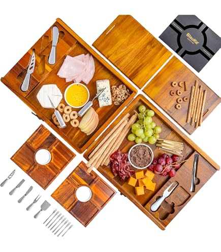 Grande Planche De Service En Bois D'Acacia Avec Résine Époxy Bleue Ondulée 39 X 24 Cm