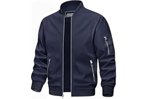 TACVASEN Herren Bomberjacke Leichte Übergangsjacke Fliegerjacke Frühling Sommer Blouson mit Reißverschlusstaschen