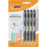 BIC Break Resistance 0.7mm U&ccedil;lu Kalem, 4'l&uuml; Blister Versatil Kalem, 4 Adet Silgi, 6 Adet Yedek U&ccedil;,Yandan Basmalı Sistem