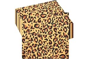POPOYU 20Pcs Jungle Safari Animal Party Leopard Print Paper Napkins,Jungle Animal Party Paper Serviettes,Jungle Theme Party Tableware Decorations Set for Kids Jungle Safari Reptile Party Table Supplies