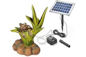 Esotec Solar Wasserspeier Set Frosch sitzend, Höhe=46cm, Solarpumpe, Teichfigur Gartenfigur Gartenstatue, Tauchpumpe, Wasserspiel, Gartenbrunnen, Springbrunnen, außen Outdoor Vogeltränke 101661