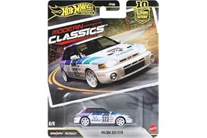 Hot Wheels Car Culture Premium Mazda 323 GT-R | Leksaksbil i skala 1:64 från Modern Classics Mix med Real Riders-däck och met