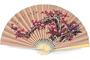Neptuiby Väggdekor med stor fläkt, japansk väggfläkt, dekor, traditionellt plommonmönster med dubbla användningsområden, häng