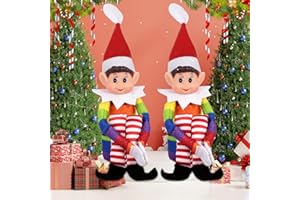 MZJAUVF 2Piezas Elfos Elfo Travieso Navidad, 43cm Elfo Navidad Muñeco, Duende Navidad Travieso, Elfos Traviesos Navidad Cuerpo Suave y Cara de Vinilo, Elfo Navidad Muñeco Travieso, Decoración Navideña