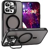 Ehr. iPhone 15 Pro ile Uyumlu Magsafe Wireless Şarj &Ouml;zellikli Kamera Standlı L&uuml;ks Mat Silikon Kılıf [Lens Koruyucu Hediyeli] 
