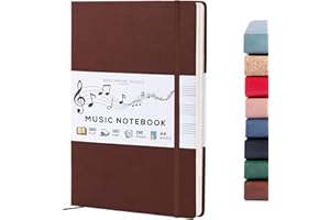 Beechmore Books Cahier de musique A4 (21,6 x 29 cm) – 156 pages, 120 g/m² | Couverture rigide simili cuir, portées perforées, ouverture à plat, coffret cadeau pour musiciens & compositeurs
