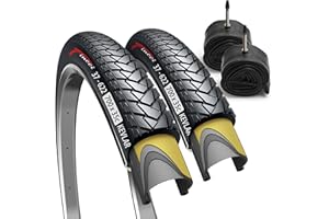 Fincci Gravel 700 x 35c Tyres - Pair Urban Foldable Kevlar 700c Tyres with 1mm Nylon Puncture Proof and 2x 37-622 Inner Tube - Tyre 60 TPI for Electric, Hybrid, Road and Touring Bicycles