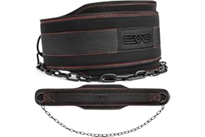 EVO Fitness Ceinture Lestée pour la Musculation + 2 Mousquetons - Ceinture de Musculation Lestée avec Chaine pour Haltérophilie, Bodybuilding - Dip Belt Longueur de 36 pouces