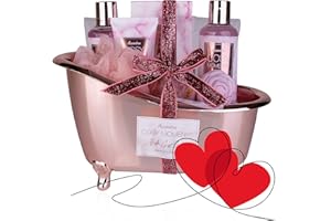 Accentra - COSY MOMENTS zestaw do kąpieli i prysznica w kolorze różowym – zestaw prezentowy do relaksu dla kobiet na urodziny lub Walentynki – 7-częściowy zestaw upominkowy i pielęgnacyjny z mini