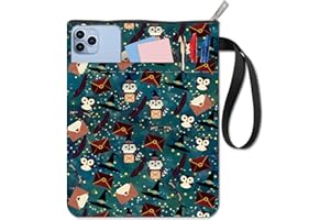 CRASPIRE Funda de Libro con Diseño de Búho Protector Libros con Elementos Mágicos Funda Tela Lavable Cremallera Y Bolsillo Adicional para Amantes los Regalo para Compañeros Clase