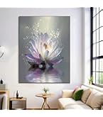 Toile Murale Lotus Blanc Avec Fleurs Et Pierres, Spa, Papillon, Images Pour Salle De Yoga, Chambre Spirituelle, Salle De Bain, Spa Zen, Décoration Photo Encadrée, Prête à Accrocher 30,5 X 40,6 Cm