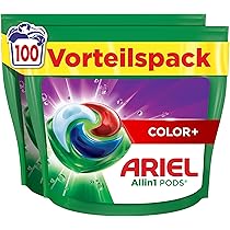 Ariel Waschmittel Pods All-in-1, Flüssigwaschmittel Kapseln 100  Waschladungen, Color+, Kraftvolle Fleckentfernung ab der 1. Wäsche :  Amazon.de: Drogerie & Körperpflege