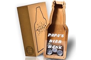 PRESENTIX Papa's Bier Bank - Sparbox und Kronkorken Sammler (Kronkorkenfänger) (Aufbewahrungsbox für Flaschenstöspel) | Geschenke für Väter | Geburtstagsgeschenk für Männer | Bester Papa Geschenke