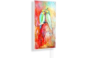 Könighaus 1000 W Infrared Heater with HD Quality Picture, Energy-Saving, TÜV SÜD, Double Overheating Protection, Infrared Wall Heater, Motif: 107 Birds Oil Painting