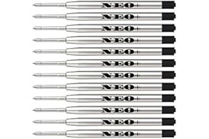 NEO+ Recharges de stylo à bille de qualité, bon marché mais durables, pointe moyenne. Compatible avec le stylo à bille Parker aussi. Recharge de style G2 fabriquée en Allemagne (12 x ENCRE NOIRE)