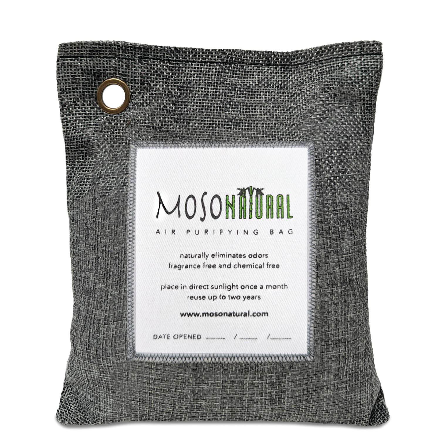 MOSO NATURAL Air Purifying Bag 200g Charcoal | Premium Bamboo Charcoal Odor Absorber for Home & Car | Closet Odor Eliminator,