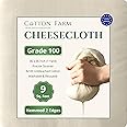 Cotton Farm - Cheesecloth, Grade 100, 9 Sq. Ft. (1 Sq. Yd.), Ultra Fine and Dense, Unbleached, Reusable, Washable; Best for Straining, Filtering, Roasting, Cleaning & Decoration, from Mediterranean