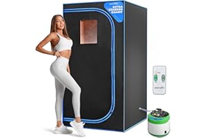 SereneLife mini Sauna für zuhause, Infrarotsauna, Dampfsauna für zuhause, Portable Sauna, mit Sauna Zubehör: Dampfgenerator für Dampfbad, Fernbedienung, klappbarer Stuhl, Timer
