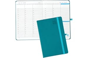 YPQPKLJ Kalender 2025 Buchkalender A5 60 Minuten-Intervalle Wochenplaner A5,PULeder Terminplaner 2025,14-Monate Terminkalender (Nov.2024-Dez.2025) Planer 2025