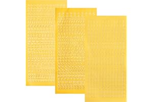 DIAONIAN 3 Hojas Pegatinas Letras,Pegatinas de Letra,Letras Adhesivas Pequeñas,Adhesiva Brillante Adornos de Letras,para Comunión,Boda,álbum de Fotos,álbum de Recortes,Velas (Oro)