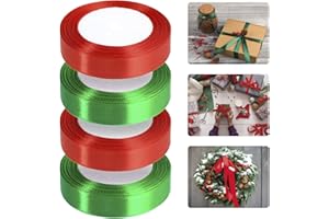 Alintor 100 Yards Red Green Ribbon, Christmas Ribbon for Gift Wrapping, Satin Ribbon for DIY Crafts Xmas Tree Present Decoration(Red and Green, 20mm)