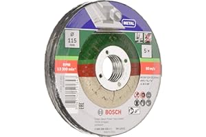 Bosch Accessories 2609256332 5 disques à tronçonner à moyeu déporté pour Métaux Diamètre 115 mm Diamètre d'alésage 22,23 Epaisseur 2,5 mm